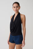 Huyen Cowl Front Modal Top Black