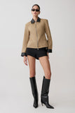 Solange Zip Up Collared Jacket Natural