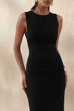 Astrelle Black High Neck Maxi Dress