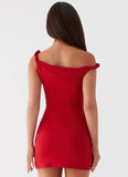 Arabella Twist Shoulder Mini Dress Red