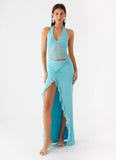 Last Sequence Maxi Dress Aqua Blue