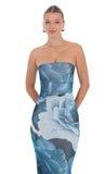 Floral Strapless Maxi Dress in Blue