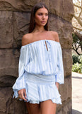 Eira Balloon Sleeve Mini Dress Baby Blue