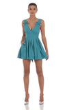 Double Bow A Line Dress in Turquoise Blue