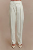 Penelope Pleated High Waisted Pants Ivory
