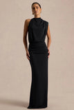 Umaira Black High Neck Maxi Dress