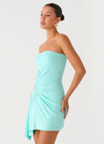 Ocean Dream Strapless Mini Dress Turquoise