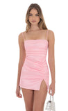 Ruched Bodycon Dress in Pink