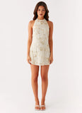 Leo Beaded Mini Dress Yellow