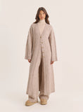 Taupe Cable Knit Longline Cardigan