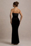 Ambrosi Black Velvet Bandeau Maxi Dress