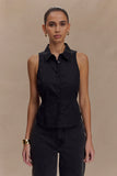 Selene Sleeveless Halter Shirt Black