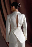 Ada Tailored Satin Blazer Ivory