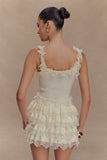 Margaret Lace Ruffle Mini Skort Cream
