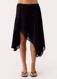 Kia Low Rise Asymmetrical Midi Skirt Black