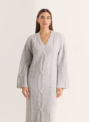 Light Grey Chunky Knit Wool Blend Maxi Dress