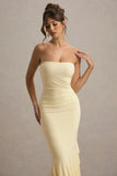 Capria Pale Lemon Bandeau Wrap Maxi Dress