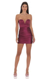 Strapless Sweetheart Cut Dress in Plum
