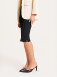 Black Flared Hem Capri Trousers