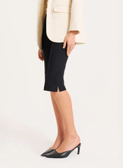 Black Flared Hem Capri Trousers