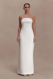 Sloane Strapless Maxi Dress With Pearls White