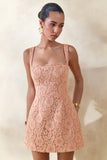 Orelisse Coral Lace Square Neck Mini Dress