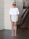 Silver Embellished Faux Leather Mini Skirt