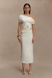 Kendra Scuba Jersey Midi Dress With Hardware Ivory