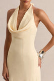 Undeniable Lemon Cowl Neck Draped Maxi Dress