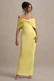 Cornelia Lemon Strapless Maxi Dress With Oversized Bow