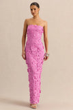 Gracie Pink Lace Bandeau Maxi Dress