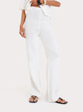 White Crochet Straight Leg Trousers