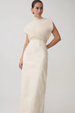 Thalia Croc Faux Leather Midi Skirt Ivory