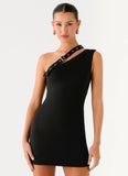 Off The Grid Eyelet Mini Dress Black