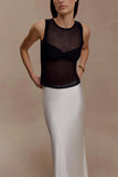 Dollie Sheer Knit Tank Top Black