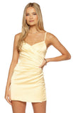 Higher Ground Yellow Ruched Party Mini Dress