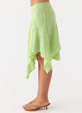 Teneika Beaded Flower Midi Skirt Lime