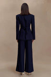 Jacqueline Pleated Wide Leg Pants Navy Pinstripe