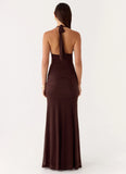 Miyah Halter Hardware Maxi Dress Chocolate