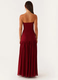 Eden Strapless Maxi Dress Maroon