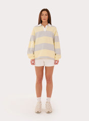 Yellow And Grey Stripe Fourth Branded Rugby Top
