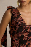 Mar Black And Rust Cowl Neck Maxi Dress With Bow Detail