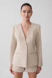 Solenne Collarless Suiting Blazer Natural Marle