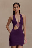 Aubree Crepe And Mesh Mini Dress Purple