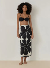 Black And Cream Printed Sarong Bora