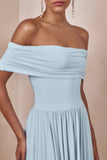 Cindie Powder Blue Bardot Neck Maxi Dress