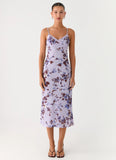 Bluma Lace Trim Midi Dress Antique Lilac Floral