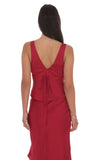 Satin V Neck Top in Red