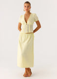 Sweet Lullaby Midi Skirt Lemon Yellow