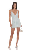 Sequin Glitter A line Dress in Seafoam Blue